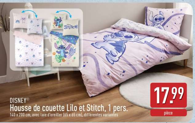 Housse de couette Lilo et Stitch, 1 pers.