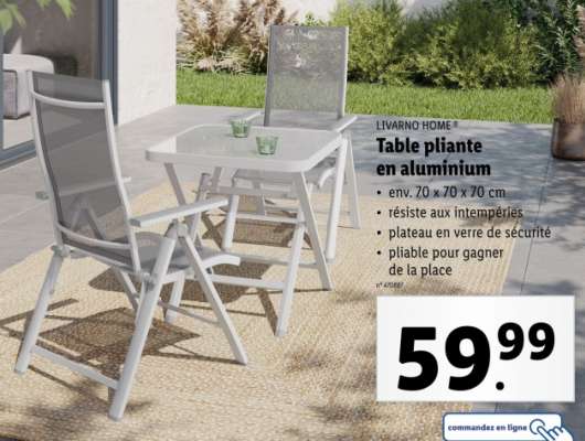 Table pliante en aluminium