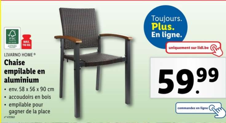 Chaise empilable en aluminium