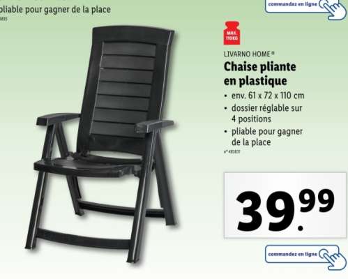 Chaise pliante en plastique