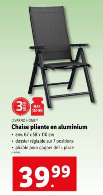 Chaise pliante en aluminium