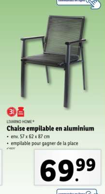 Chaise empilable en aluminium